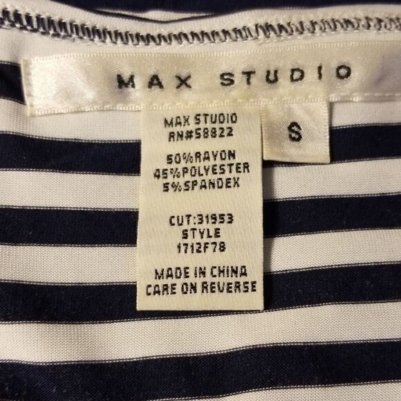 Max Studio Navy & White Stripe Top - Picture 3 of 3
